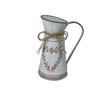 LICHENGTAI Vintage Metal Vase Rustic Shabby Chic Vase, French Style Rustic Shabby Chic Galvanized Primitive Vintage Metal Pitcher Flower Vase Farmhouse Country Jug Vase Holder for Home Decoration