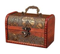 LICHENGTAI Wooden Treasure Chest with Lock, Wooden Treasure Chest Vintage European Jewelry Wooden Box Decoration Box Wooden Treasure Chest Box for Storage and Decorating, Children's Gift
