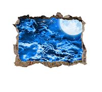 Lichi Blue Space Galaxy Planet View Scenery Wall Sticker Decal - Moon Clouds