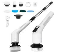 LICHIFIT Electric Spin Scrubber, Waterproof Cordless Shower Cleaning Brush with Replaceable Brush Heads and Adjustable Extension Handle 2 Speeds for Bathtub Kitchen Wall Cleaning