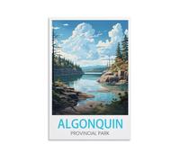 LICHNWW Algonquin Provincial Park Vintage Travel Posters 12x18inch(30x45cm) Canvas Print for Living Room, Bedroom, Dorm, Home, Office Wall Decoration