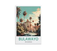 LICHNWW Bulawayo Rhodesia Vintage Travel Poster 08x12inch(20x30cm) Canvas Print for Living Room, Bedroom, Dorm, Home, Office Wall Decoration