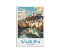 LICHNWW Salzburg Austria Vintage Travel Poster 08x12inch(20x30cm) Canvas Print for Living Room, Bedroom, Dorm, Home, Office Wall Decoration