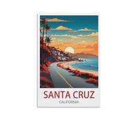 LICHNWW Santa Cruz California Vintage Travel Posters 12x18inch(30x45cm) Canvas Print for Living Room, Bedroom, Dorm, Home, Office Wall Decoration