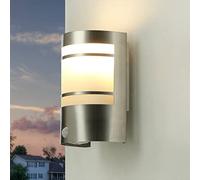 Licht-Erlebnisse OSLO Outdoor Wall Light with Motion Sensor Stainless Steel in Silver IP44 Patio Garden 20.5 cm High E27 Modern Outdoor Lamp Entrance Balcony
