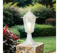 Licht-Erlebnisse Pedestal Light Aluminium Glass White IP44 Garden Path 40 cm High E27 Lantern Rustic Nostalgic Path Light Outdoor Paris