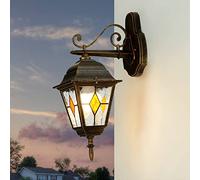 Licht-Erlebnisse Salzburg Outdoor Wall Light Glass Aluminium in Copper Antique IP44 Entrance Garden Width: 15 cm E27 Max. 60 W Tiffany Style Rustic Outdoor Lamp