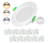 Lichtlord Pack of 10 Ultra-Slim Round Ultra Slim Metal Downlight 7 W 700 LM Ceiling Spotlights 2700 K 4500 K 6000 K Adjustable Bathroom IP44 White