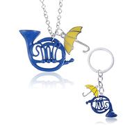 LICHUANUK 2 Pieces French Horn Keychains, How I Met Your Mother, Blue Horn Enamel Keychain, Umbrella Pendant, Gifts for Parents, Birthday Gifts, Christmas Gifts, blue, 3.5cm*2.5cm