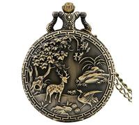 LICHWEST All Hunter Bronze Quartz Necklace Pocket Watch Men Women Chain Pendant Vintage Pocket Timer Vintage