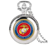 LICHWEST Fine Chain Silver Mens Pocket Watch Eagle Pattern Quartz Pocket Watch for Boy Arabic Digital Pocket Watches for Teenager