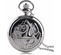 LICHWEST Full Metal Alchemist Silver Watch Pendant Men's Quartz Pocket Watches Japan Anime Necklace Children Vintage
