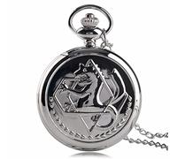 LICHWEST Full Metal Alchemist Silver Watch Pendant Men's Quartz Pocket Watches Japan Anime Necklace Children Vintage