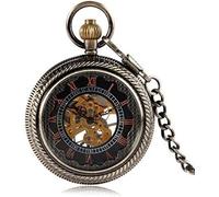 LICHWEST Pocket Watches,Steam Accessories,Vintage Pocket Watch Men with Chain Quartz Pocket Watch Black Watch Mechanical Hand Wind Roman Number Dial Fob Watches Vintage