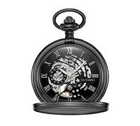 LICHWEST Stainless Steel Men Fashion Casual Pocket Watch Skeleton Dial Silver Hand Wind Mechanical Male Fob Watches