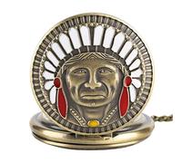 LICHWEST Vintage Bronze Quartz Pocket Watch for Men Old Man Portrait Design Pocket Watches for Full Hunter Male Face Figure