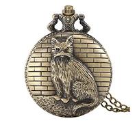 LICHWEST Vintage Bronze Relief 3D Quartz Pocket Watch Pet Necklace Men Pendant Clock Antique Chain Timepiece Table Vintage