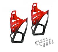 LICIQIC Bike Water Bottle Cage, 2 Pcs Lightweight Bike Bottle Holder, for MTB Road Bicycle, with Screws and disassembly tools (Black-Red)