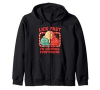 Lick Fast I'm Dripping Everywhere Ice Cream Funny Quote Zip Hoodie