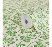 Lick Green & White Clover 01 Textured Wallpaper