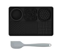 Lick Mat for Dog Cat Pet, 8x12 Inch Lick Mat + Water Bowl with Slow Feeder & Non-Slip Design, Silicon Feeding Bowl Food Mat for Pet Healthy (Black)