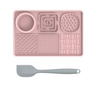 Lick Mat for Dog Cat Pet, 8x12 Inch Lick Mat + Water Bowl with Slow Feeder & Non-Slip Design, Silicon Feeding Bowl Food Mat for Pet Healthy (Pink)
