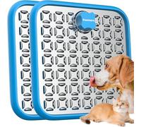Lick Mat for Dogs: 2 Pack Stainless Steel Lick Mat for Cats, Crate Lick Mat for Dogs Large Breed, Dog Slow Feeder Mat for Bathing Grooming, Slow Feeding, Boredom & Anxiety Reducer, Blue