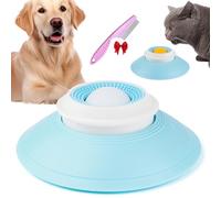 Lick Sphere - Canine Anxiety Relief Bowl, Non-Slip dog lick ball bowl, Liquid Food slow feeder bowls for Pet Calming & Anxieties Relief (Blue/White)