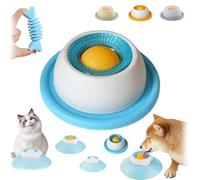 Lick Sphere for Dogs, Dog Lick Sphere Slow Feeder Bowl, Pet Ball Shaped Slowly Interactive Toys for Dogs and Cats, Pet Licksphere Easy to Clean,Non-Slip & Splash-Proof (White-Blue2)