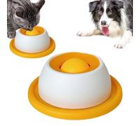 Lick Sphere - Licksphere Dog Cat Licks Toys for Liquid Food, Anxiety Relief Bowl with Rotating Slow Feeder Ball, Encourages Licking, Promotes Calmness & Focus, Stay-Put Non-Slip Base (Yellow)