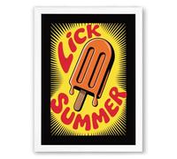 Lick & Summer Retro Framed Wall Art Print A1 (84.1×59.4cm) White, Wall Decor for Living Room, Bedroom, Office & Home, Ready to Hang, Art Gift