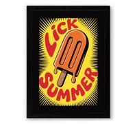 Lick & Summer Retro Framed Wall Art Print A4 (29.7×21cm) Black, Wall Decor for Living Room, Bedroom, Office & Home, Ready to Hang, Art Gift