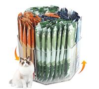 Lickable Cat Treats Organizer, Lazy susan Acrylic Squeeze Up Cat Food Storage Container, Essential storage for pet treats, Wet Cat Treats Storage for Kitchen Cabinet Pantry Shelf Countertop(Rhombus)