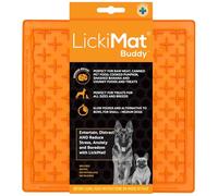 LickiMat Buddy Dog Feeding Mat for Boredom and Anxiety Relief, Ideal for Food, Treats, Yoghurt or Peanut Butter, Fun Alternative to a Slow Feeder Dog Bowl, Orange