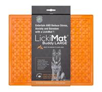 LickiMat X Large Buddy, Dog Feeding Mat for Boredom and Anxiety Relief, Ideal for Food, Treats, Yoghurt or Peanut Butter, Fun Alternative to a Slow Feeder Dog Bowl, Perfect for Large Breeds, Orange