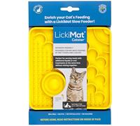 LickiMat Catster Cat Food Mat - Cat Slow Feeder with Micro Dish for Added Hydration - Perfect for Food, Treats, Yoghurt & Anxiety Relief for Cats - Fun Alternative to Slow Feeder Cat Bowl - Yellow