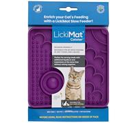 LickiMat Catster Cat Food Mat - Cat Slow Feeder with Micro Dish for Added Hydration - Perfect for Food, Treats, Yoghurt & Anxiety Relief for Cats - Fun Alternative to Slow Feeder Cat Bowl - Purple