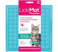 LickiMat Classic Playdate Cat Slow Feeders Lick Mat, Boredom Anxiety Reducer; Perfect for Food, Treats, Yogurt, or Peanut Butter. Fun Alternative to a Slow Feed Cat Bowl or Dish, Turquoise