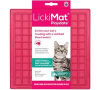 LickiMat Classic Playdate Cat Slow Feeders Lick Mat, Boredom Anxiety Reducer; Perfect for Food, Treats, Yogurt, or Peanut Butter. Fun Alternative to a Slow Feed Cat Bowl or Dish, Pink