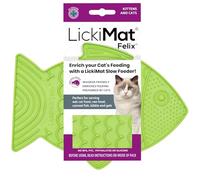 LickiMat Felix, Fish-Shaped Cat Slow Feeders for Feline Boredom and Anxiety Reduction; Perfect for Food, Treats and Anxiety Reduction, Green