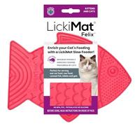 LickiMat Felix, Fish-Shaped Cat Slow Feeders for Feline Boredom and Anxiety Reduction; Perfect for Food, Treats and Anxiety Reduction, Pink