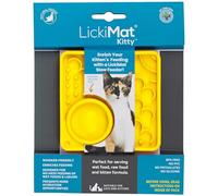 LickiMat Kitty Cat Food Mat - Cat Slow Feeder with Micro Dish for Added Hydration - Perfect for Food, Treats, Yoghurt & Anxiety Relief for Cats - Fun Alternative to a Slow Feeder Cat Bowl - Yellow