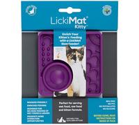 LickiMat Kitty Cat Food Mat - Cat Slow Feeder with Micro Dish for Added Hydration - Perfect for Food, Treats, Yoghurt & Anxiety Relief for Cats - Fun Alternative to a Slow Feeder Cat Bowl - Purple
