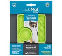 LickiMat Kitty Cat Food Mat - Cat Slow Feeder with Micro Dish for Added Hydration - Perfect for Food, Treats, Yoghurt & Anxiety Relief for Cats - Fun Alternative to a Slow Feeder Cat Bowl - Green