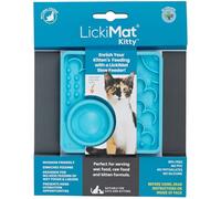LickiMat Kitty Cat Food Mat - Cat Slow Feeder with Micro Dish for Added Hydration - Perfect for Food, Treats, Yoghurt & Anxiety Relief for Cats - Fun Alternative to a Slow Feeder Cat Bowl - Turquoise