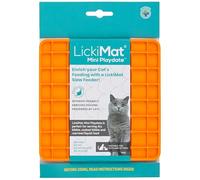 LickiMat Mini Classic Playdate Cat Food Mat, Cat Slow Feeder for Boredom & Anxiety Relief for Cats, Perfect for Food, Treats, Yoghurt & Peanut Butter, Fun Alternative to a Slow Feeding Bowl, Orange