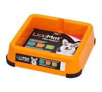 LickiMat Mini Keeper Dog Feeding Station - Slow Feeder Lick Mat Keeper for Dogs Food, Treats, Yoghurt or Peanut Butter - Extend Licky Mats for Dogs into Full Feeder - Orange