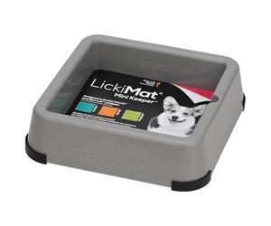 LickiMat Mini Keeper Non-Slip Holder for small Lick Mats - Designed for our Mini Classic & Tuff Slow Feeder mats for Dogs & Cats - Prevents Spills & Mess Can Fits Up to (15×15cm) Lick Mats - Grey