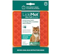 LickiMat Mini Tuff Buddy Cat Food Mat, Cat Slow Feeder for Boredom & Anxiety Relief for Cats, Perfect for Food, Treats, Yoghurt & Peanut Butter, Fun Alternative to a Slow Feeding Bowl, Orange