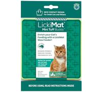 LickiMat Mini Tuff Buddy Cat Food Mat, Cat Slow Feeder for Boredom & Anxiety Relief for Cats, Perfect for Food, Treats, Yoghurt & Peanut Butter, Fun Alternative to a Slow Feeding Bowl, Green